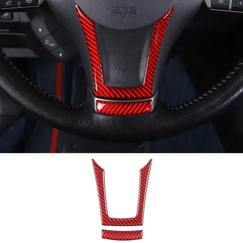 

For 2013-2018 Subaru Forester Soft Carbon Fiber Car Steering Wheel Decorative Sticker Car Interior Protection Accessories 2Pcs