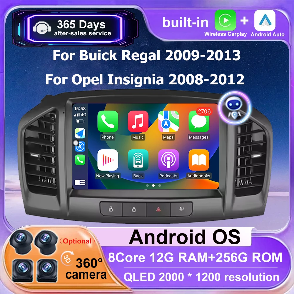 

Car Radio Multimedia Video Player GPS Navigation For Buick Regal 2009-2013 For Opel Insignia 2008-2012 Android Auto Carplay WIFI