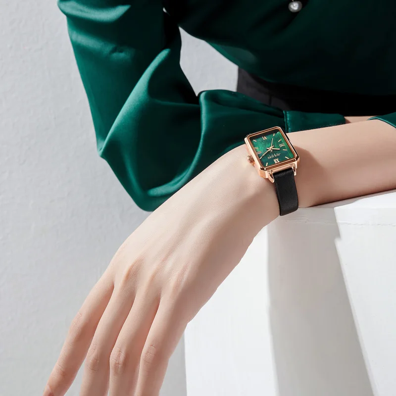 JULIUS Watch JA-1255 Slim Women Green Watch Leather Band Stylish Trendy Wristwatch For Ladies Dropshipping