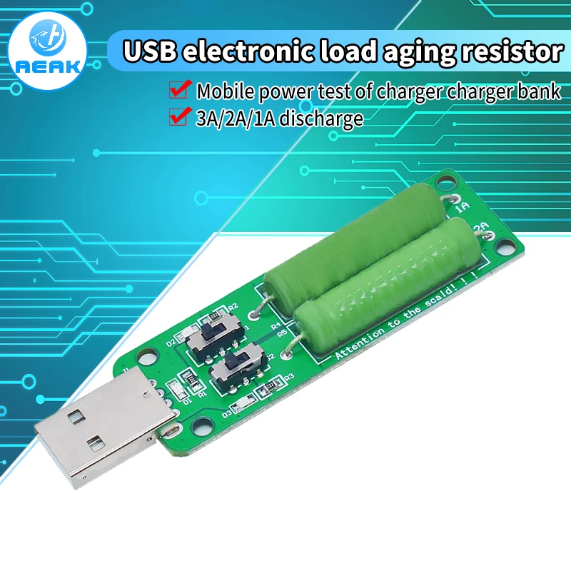 USB Resistor Electronic Load w/Switch Adjustable 3 Current 5V Resistance Tester