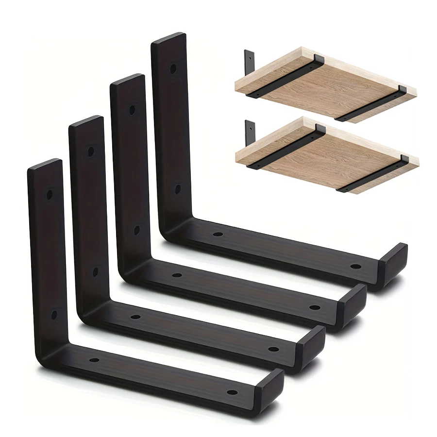 Heavy Duty Flat Iron Bracket Shelf Brackets L-Shaped Bracket Square Iron Shelf Iron Art Floating Lip Holder Floating Bracket