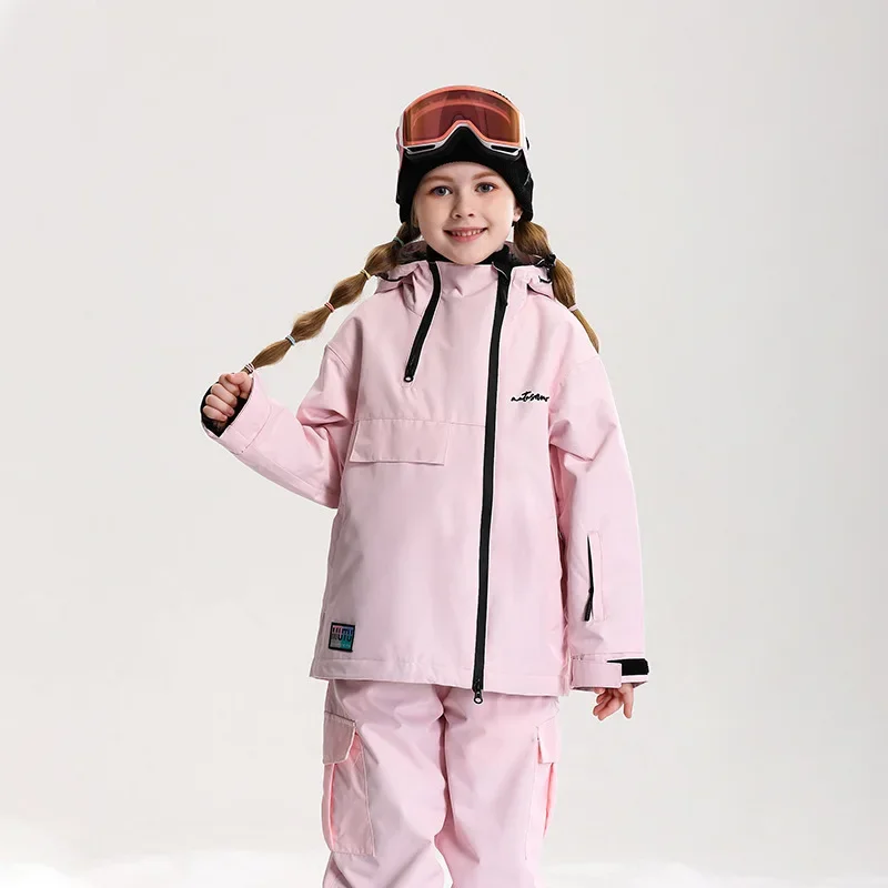 2025, neue Kinder-Ski-Kleidung für Jungen, Winter, atmungsaktiv, warm, winddicht, Doppelbrett, Freizeitsport, lockere Skijacke für Mädchen