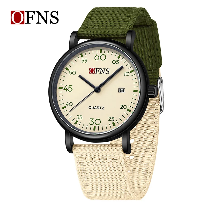 OFNS* quartz watch Q version digital dial casual waterproof watch casual nylon single calendar exam student watch