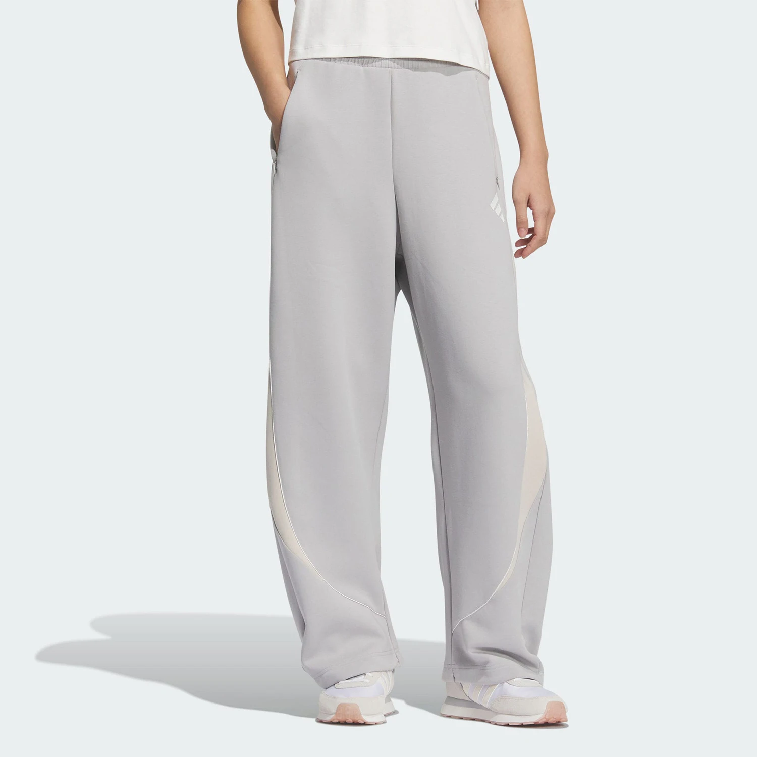 

Оригинальные новые женские трикотажные брюки Adidas с лоскутным узором для активного отдыха, свободного кроя, повседневные, KC0304