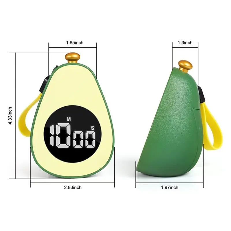 2025 Hot Style Avocado Digital Countdown Timer Cute Kitchen Gadget Home Kitchen Tool One-Button Design