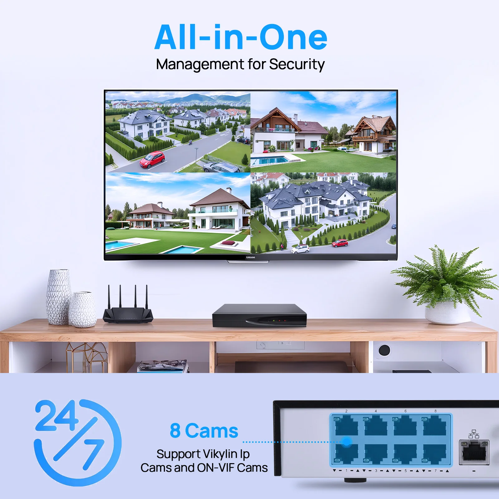 Sistema de seguridad CCTV de 8MP PG108H-8P 8 canales 8POE con grabadora de vídeo en red de disco duro compatible con comunicación bidireccional Onvif