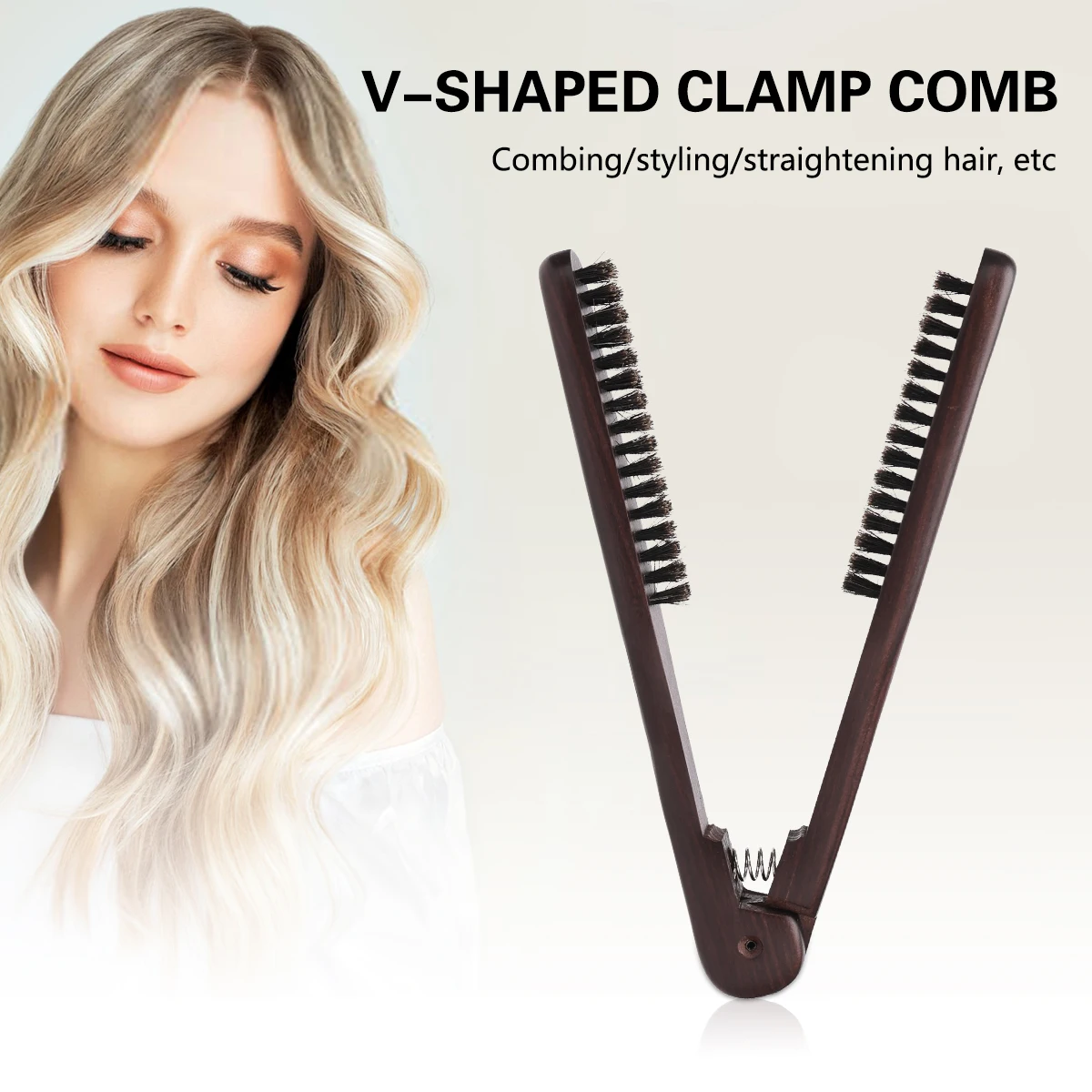 

V- shaped Clamp Comb Salon Hairdressing Straightener Hairbrush Bristles Double Sided Brush Barber Home Styling Tools Accessories