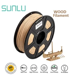 SUNLU Wood 1.75mm 1KG Spool (2.2 lbs) Real Wood Texture Effect Made Of Wood Fiber Different From Color Effect Eco-Friendly