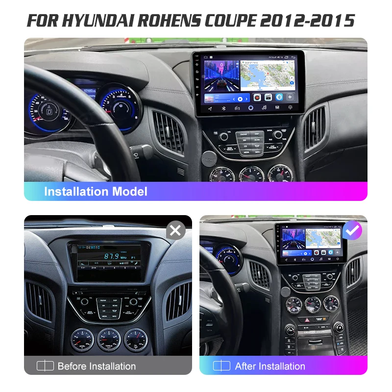 For HYUNDAI GENESIS COUPE 2012-2015 Android13 Car Radio Multimedia Video Player CarPlay 9INCH Screen Head Unit 2K QLED Stereo
