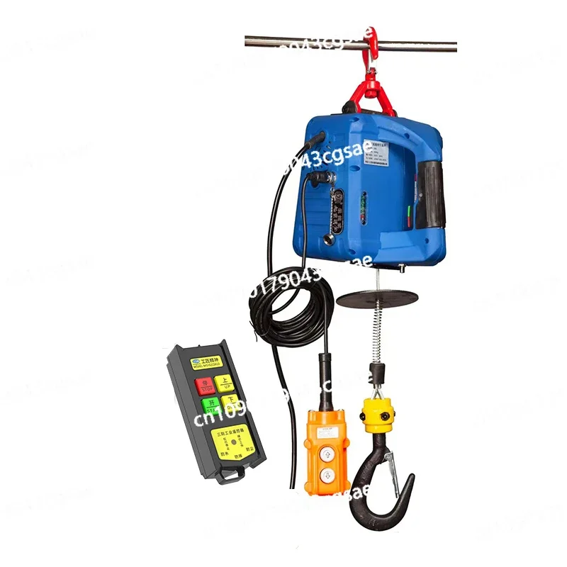 Decoration Crane Lifting Winch Portable Crane Electric Hoist 100-500kg Remote Control Wire Rope Lifting Hoist Home