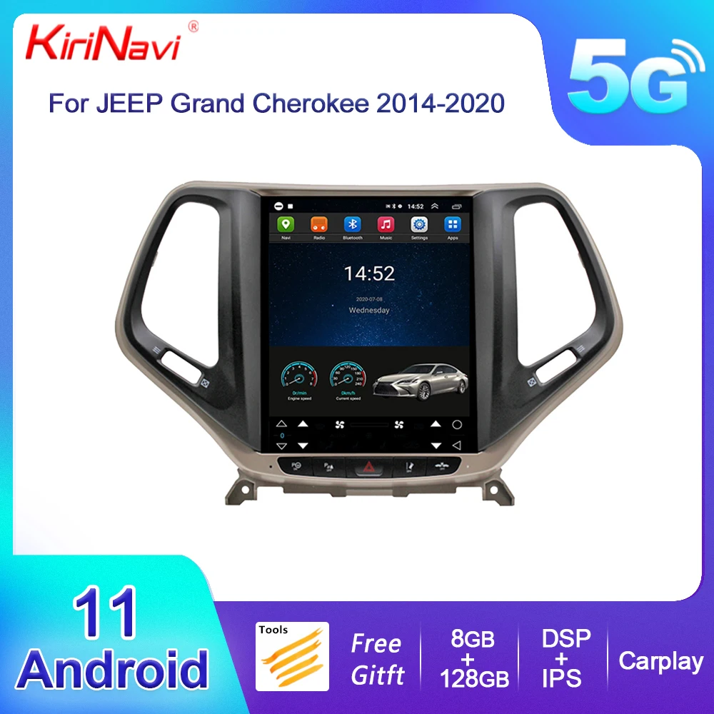 

KiriNavi Vertical Screen Tesla Style For JEEP Grand Cherokee 2014-2020 Android 13 Car Radio GPS Navigation Auto DVD Player 4G