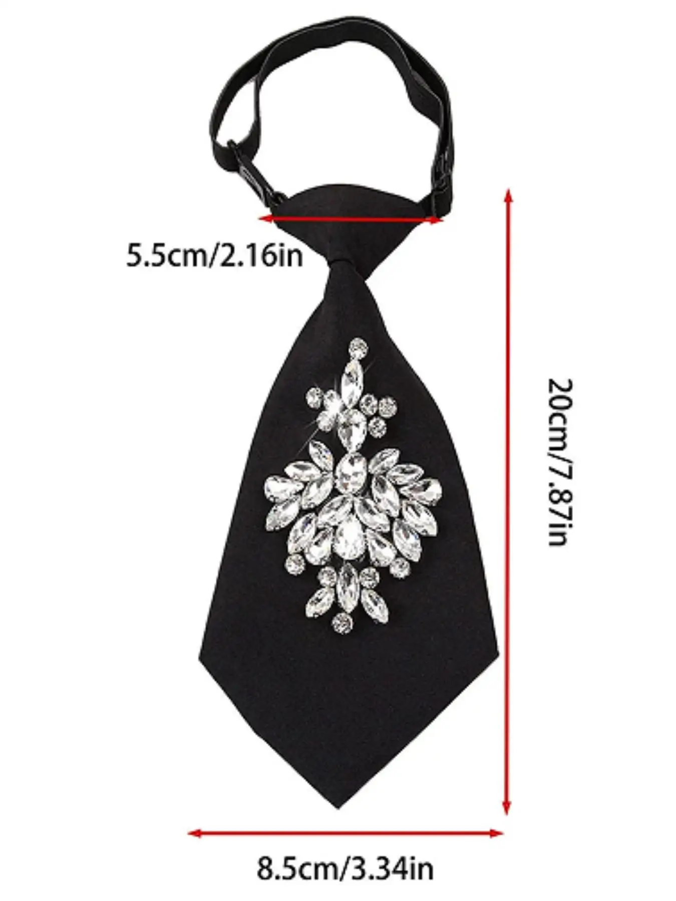 Women's Short Sparkly Rhinestone Tie, Pre-Tied Fashion Accessory, Perfect for Graduation, Office Wear, Parties, All Seasons