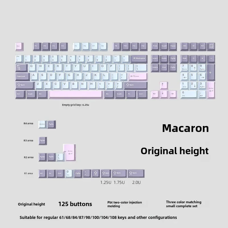 EOENKK Macaron mechanical keyboard keycaps PBT material small full set of custom injection molding two-tone keycaps