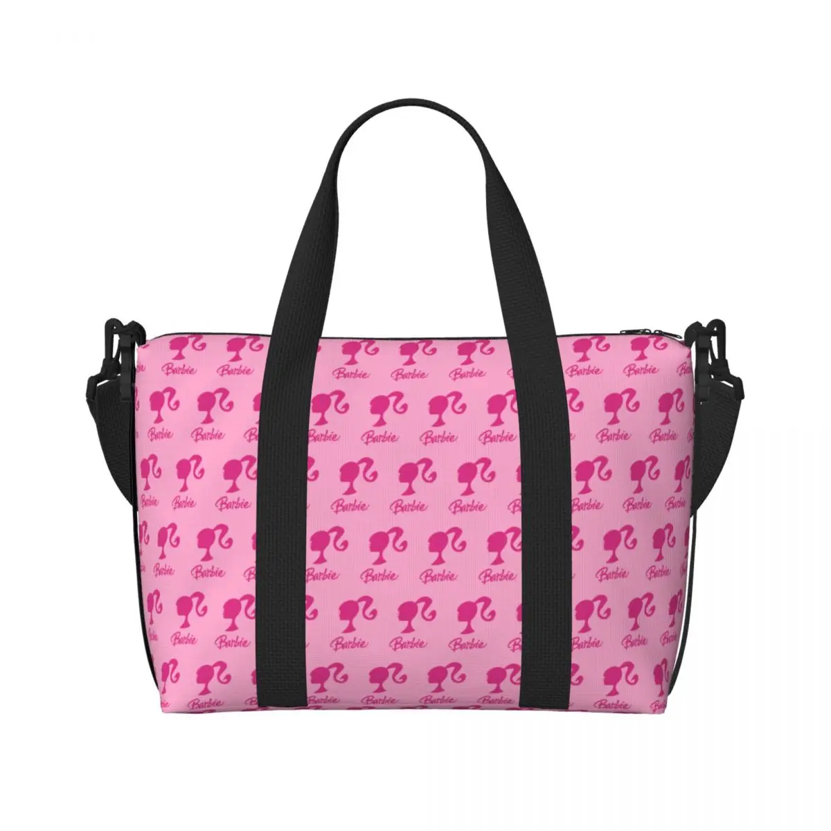 Borsa Tote da spiaggia con Logo Barbie personalizzato per borse da viaggio da spiaggia da palestra con ampio scomparto per ragazza da donna