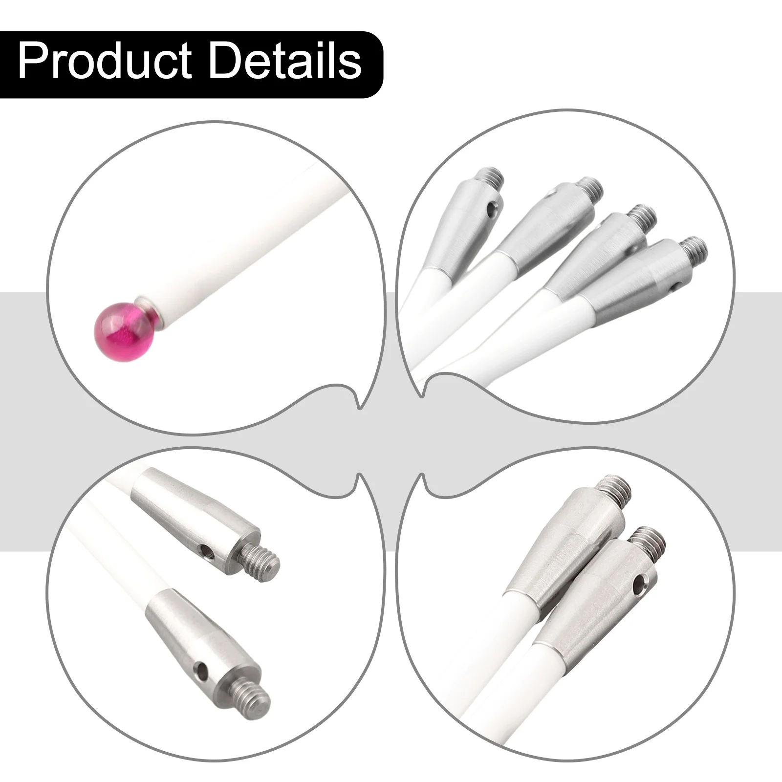 Red Cmm Probe Stylus Cmm Probe Stylus Straight Styli 6mm Diameter Ceramic Stem Gemstones For CMM Machine Tools