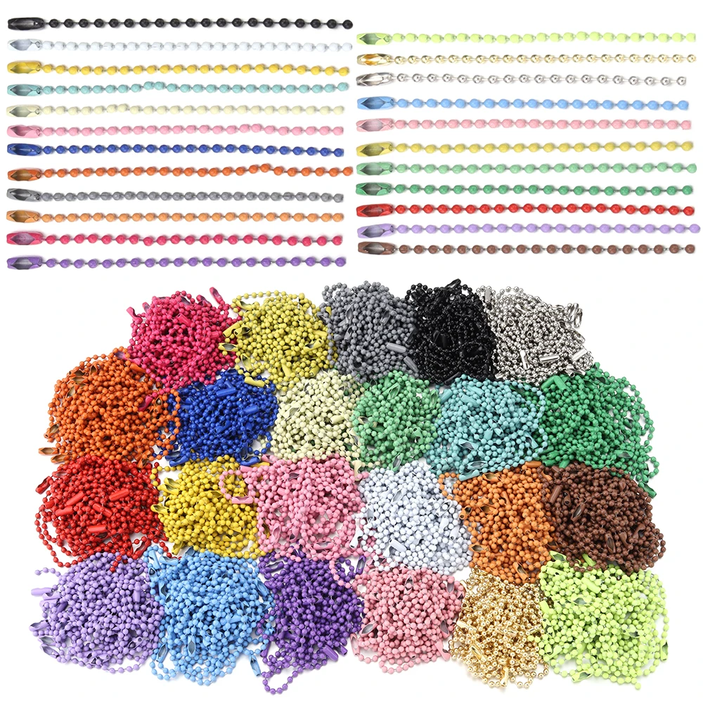 100pcs 10/12cm Iron Colorful Ball Bead Chains KeyRing Dolls Label Hand Tag Chains Connector For DIY Keychain Jewelry Accessories