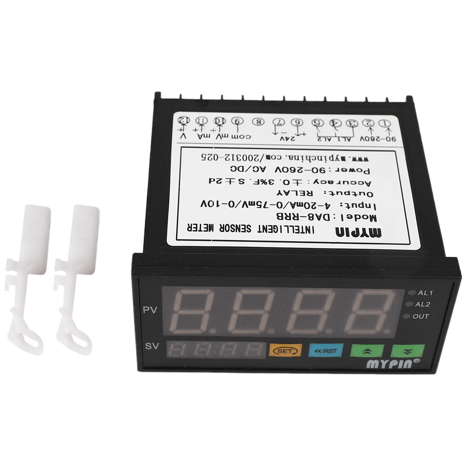 mypin Digital Sensor Meter Multi-Functional Intelligent Led Display 0-75Mv/4-20Ma/0-10V 2 Relay Alarm Output Da8-Rrb