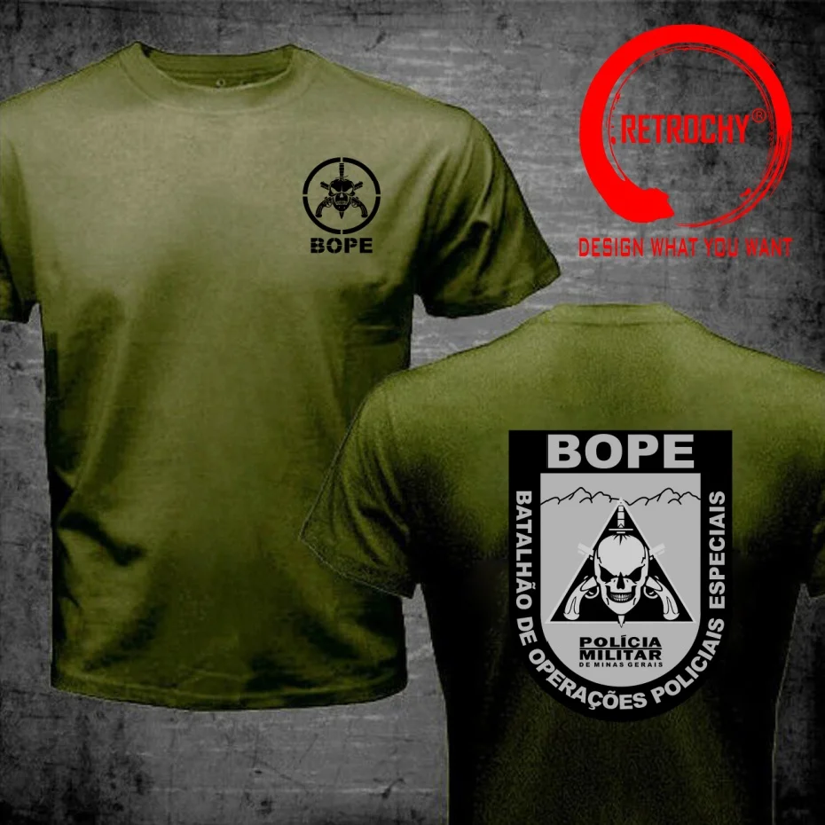 Camiseta con diseño divertido de Brasil Bope Batallon Ops Policiales Especiais Tropa de Elite Batallion, ropa informal de moda para hombre