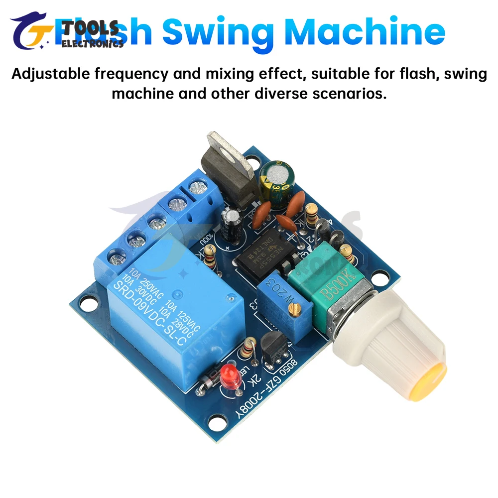Frequency Adjustable Switch Relay 10A with Motor Forward/Reverse Function Mixed Frequency Strobe Controller for Flasher