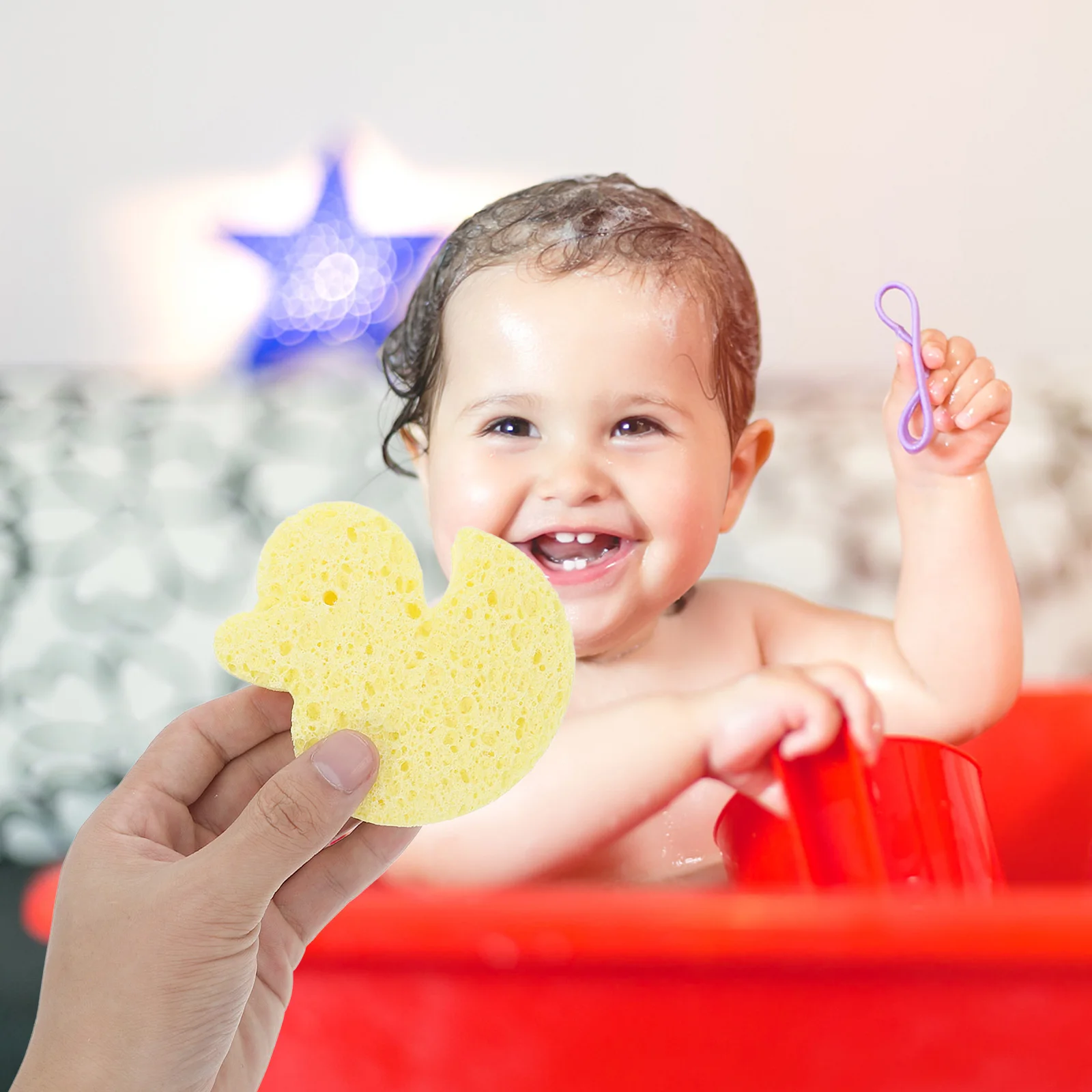 إسفنجة استحمام للأطفال برسوم كرتونية على شكل بطة صفراء ناعمة ماصة للعناية بالبشرة واستحمام لطيف