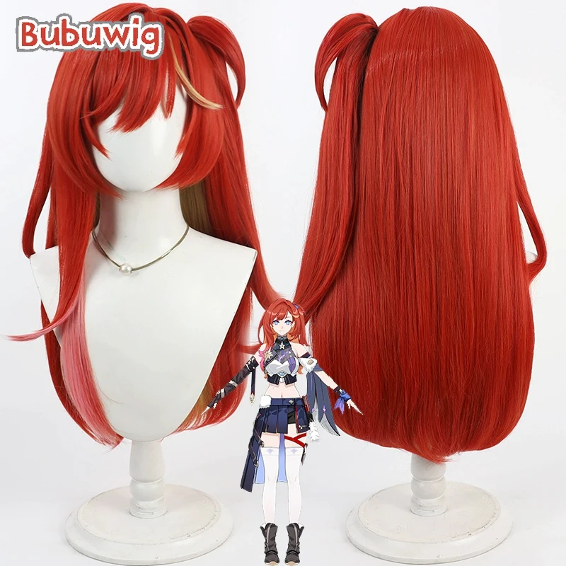 

Bubuwig Синтетические волосы Senadina Косплей Парики Honkai Impact 3rd Senadina 60 см Длинный красный смешанный блондин парик с хвостиком Термостойкий