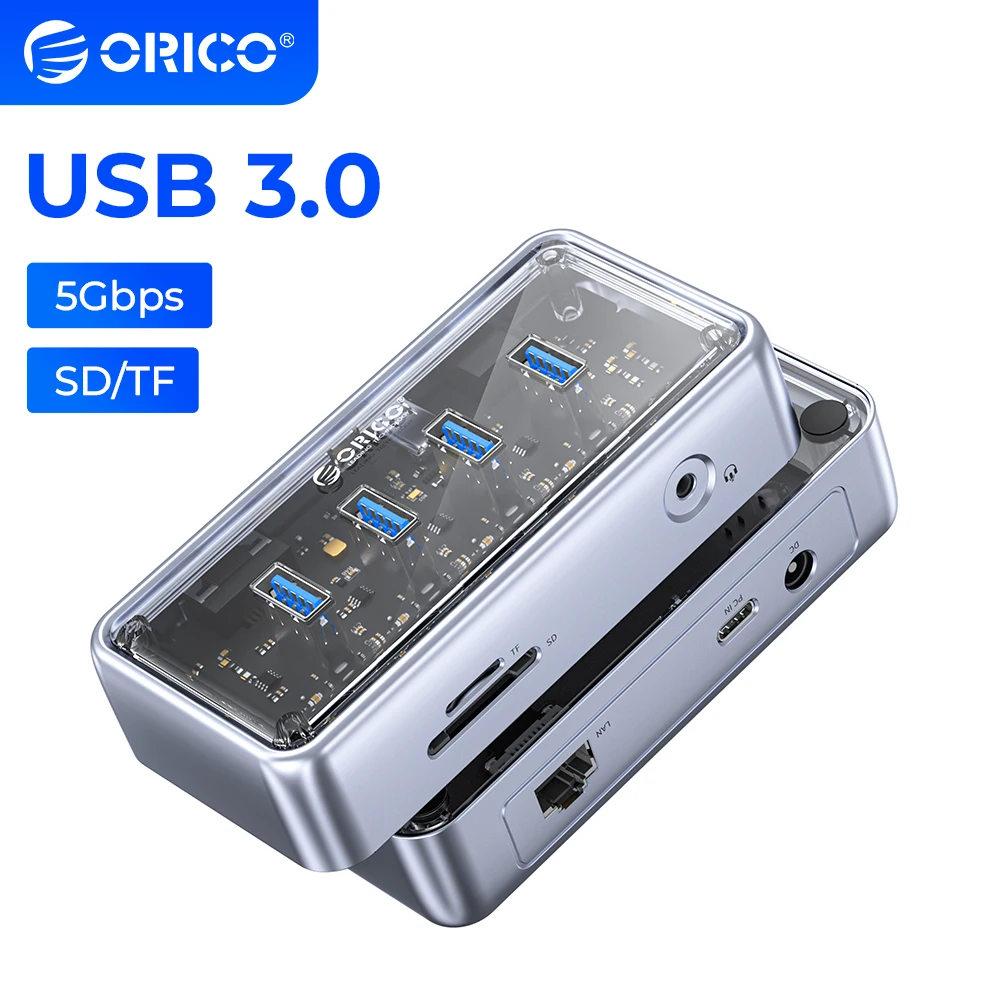 

ORICO Multi 8-in-1 Ports USB Hub USB A 5Gbps USB C Ports Splitter Dock Station for Laptop PC