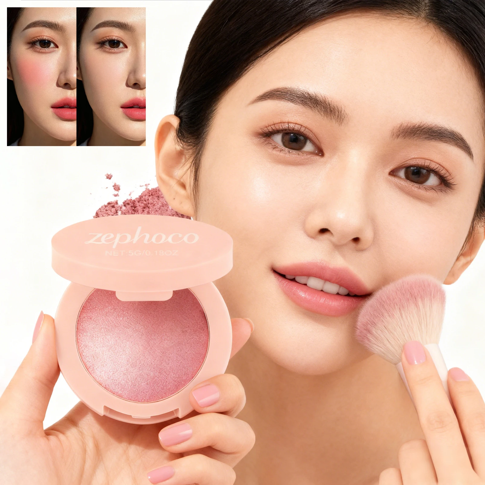 Powder Blusher Natural Matte Color Waterproof Improves Skin Tone Soft Luminous Blush Brightening Face Contouring Cosmetics 5g