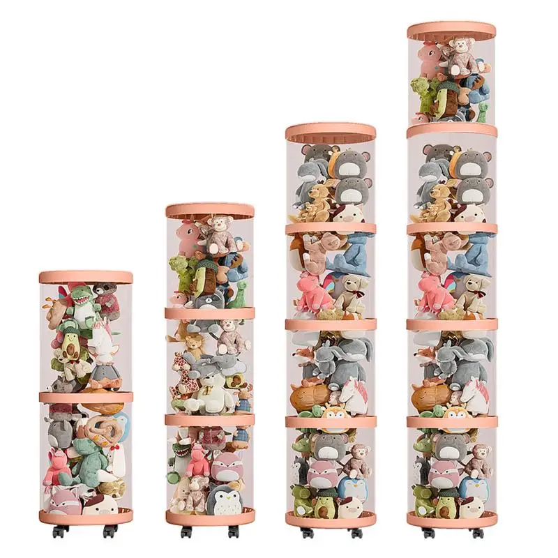 Plush doll storage pail Removable transparent with large capacity cylinder Toy Organizer Kids DIY Plushies Toy Display Bucket