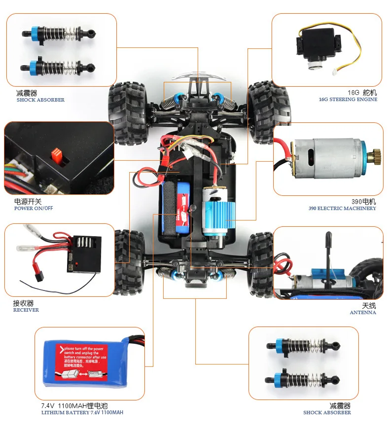 Wltoys A979 Alta Velocidade 4WD Off-Road Rc Monster Truck Carro de Controle Remoto Brinquedos Carro Rc Para Meninos