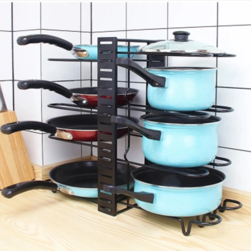 Pots and Pans Organizer Rack Multi-layer iron wire bilateral pot cover storage rack Pots Lids Storage Holder Kitchen storage