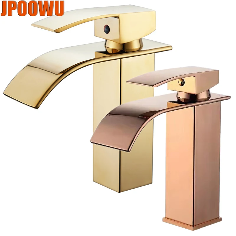 

Rose Gold Faucet Bathroom Hot Cold Mixer Water Tap Basin Sink Modern Copper Crane Stream Deck Mount Washbasin Black Faucets Taps