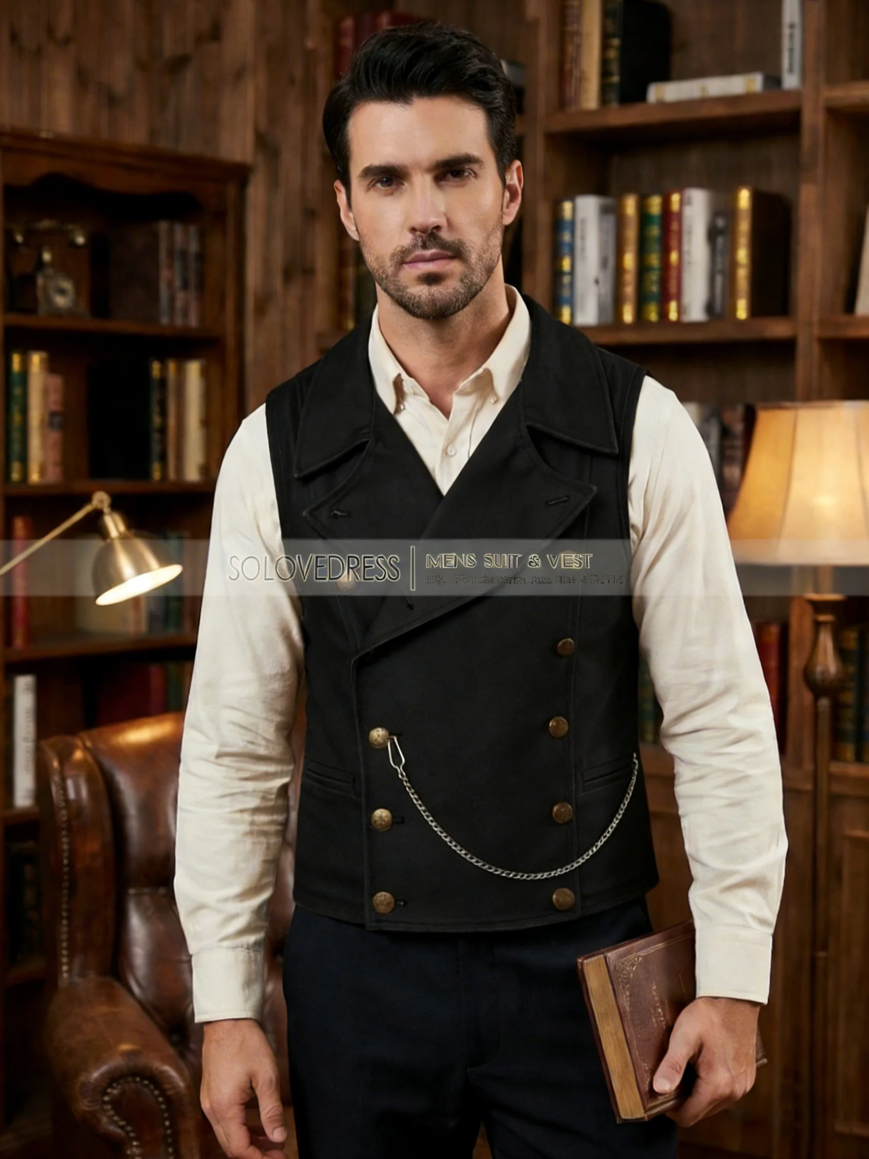 

Мужской костюм, жилет с лацканами, двубортный шерстяной коричневый жилет с воротником, повседневный деловой облегающий жилет для жениха на свадьбу