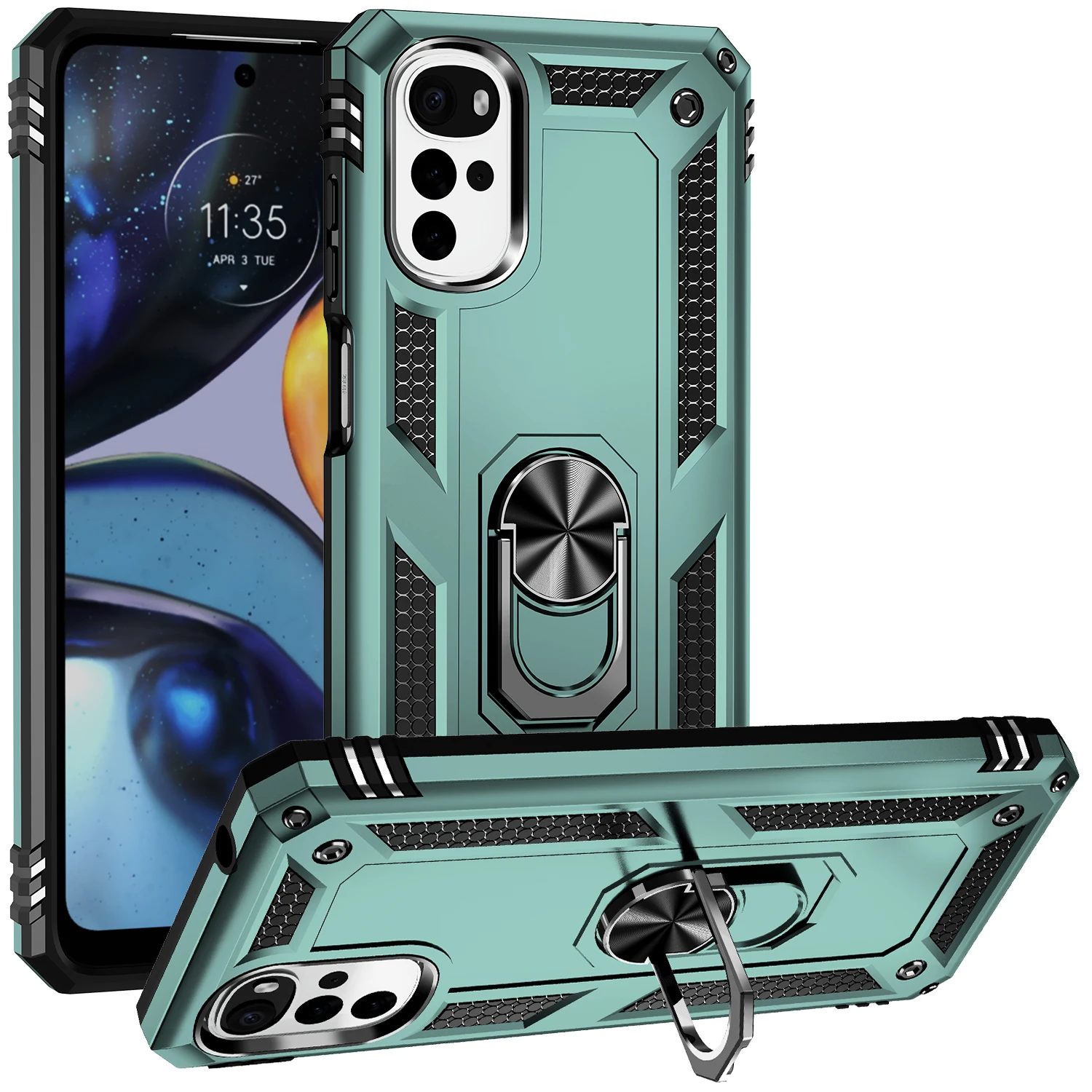 for Moto G 22 Cover Case for Motorola Moto G22 Shockproof Armor Rugged Military Protective Ring Holder Magnet Phone Case