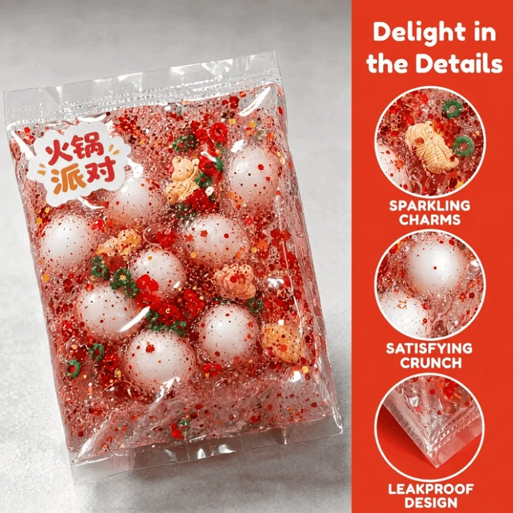 Funny Food Theme Squeeze Ball Shell Decorative Fill Crunchy Empty Ball Skin Soft Novelty Stress Relief Daily Relaxation