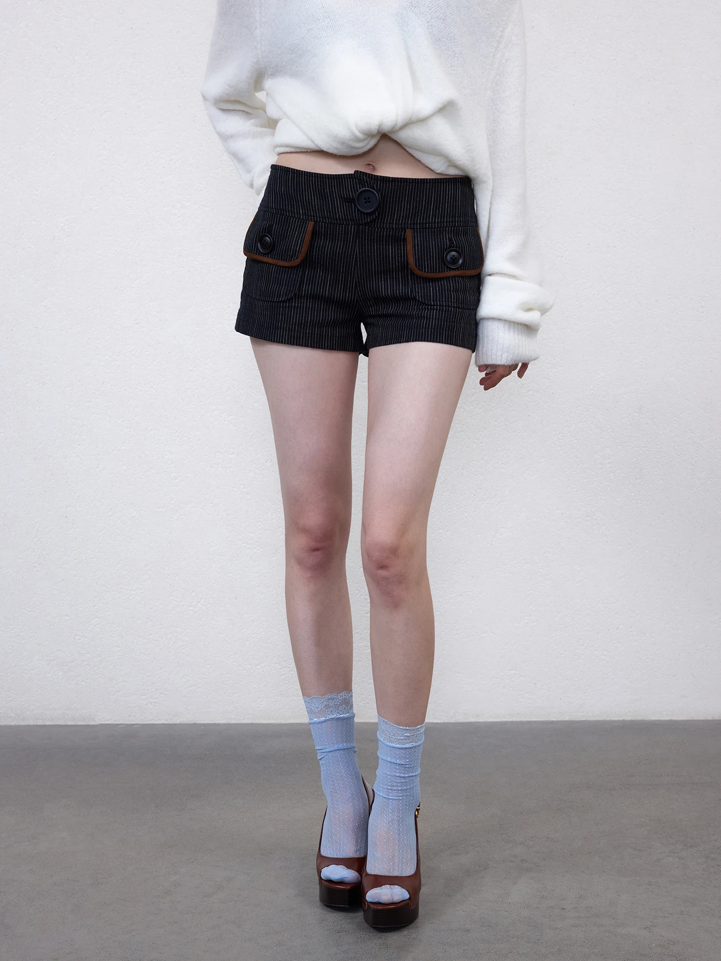 

Ретро-шорты в полоску, прямые, повседневные, удобные, из хлопка, женские, стройнящие, в американском стиле, универсальные