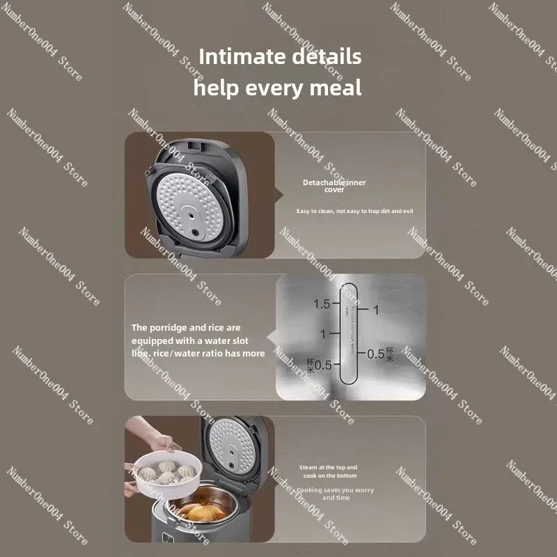 Applicable to Rice cooker household 0 uncoated rice cooker 316L stainless steel liner multifunctional smart rice cooker