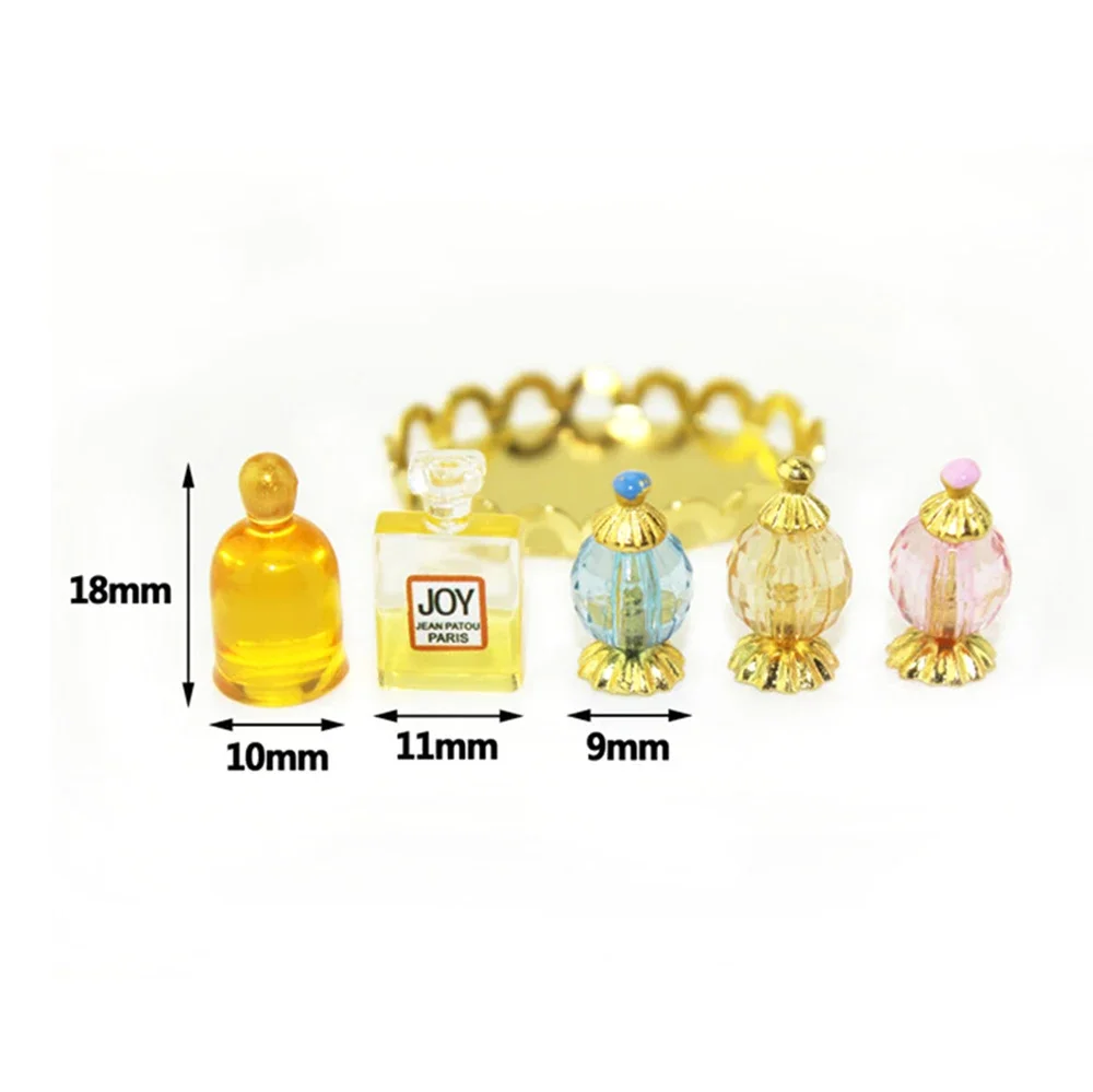 5Pcs 1/12 Dollhouse Miniature Accessories Mini Perfume  with Plate Simulation Furniture  Model Toys for Doll House Decoration