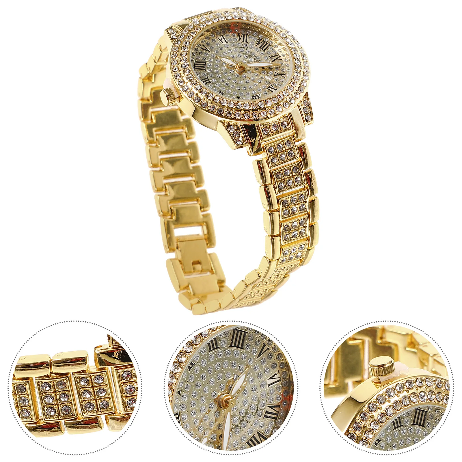 

Stylish Men Watch Diamonds Wristband Adjustable Strap Professional Technology Comfortable Wear Eye Catching Gift