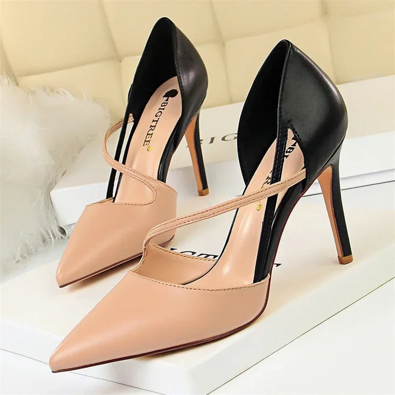BIGTREE Fashion Designer Sweet Pointed Women Pumps Sexy Party Shoes Stripper Hollow Out Stiletto High Heel Sandals