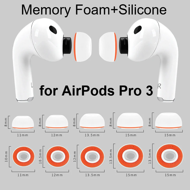 

Наушники из пены с эффектом памяти, амбушюры для AirPods Pro 3, беспроводные Bluetooth-наушники, чехлы, подушечки, силиконовые насадки с губкой, 2 шт.