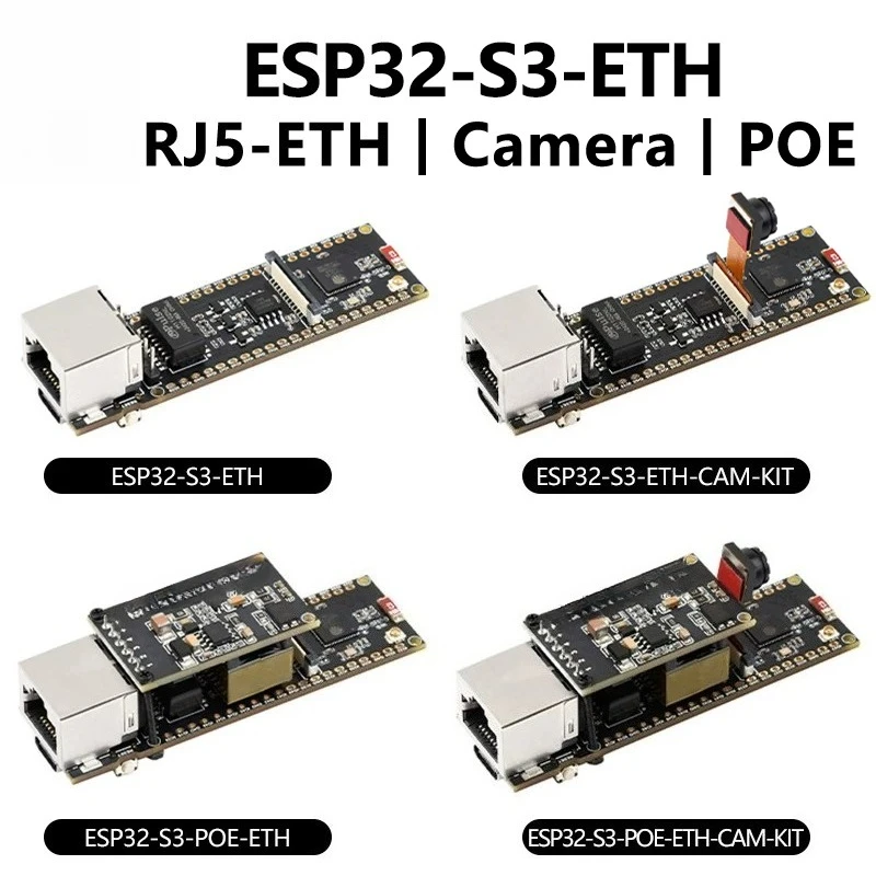 ESP32-S3 ETH Cam Development Board, PoE RJ45 Ethernet Micro SD OV2640/OV5640 Camera, Compatible with Raspberry Pi Pico Size