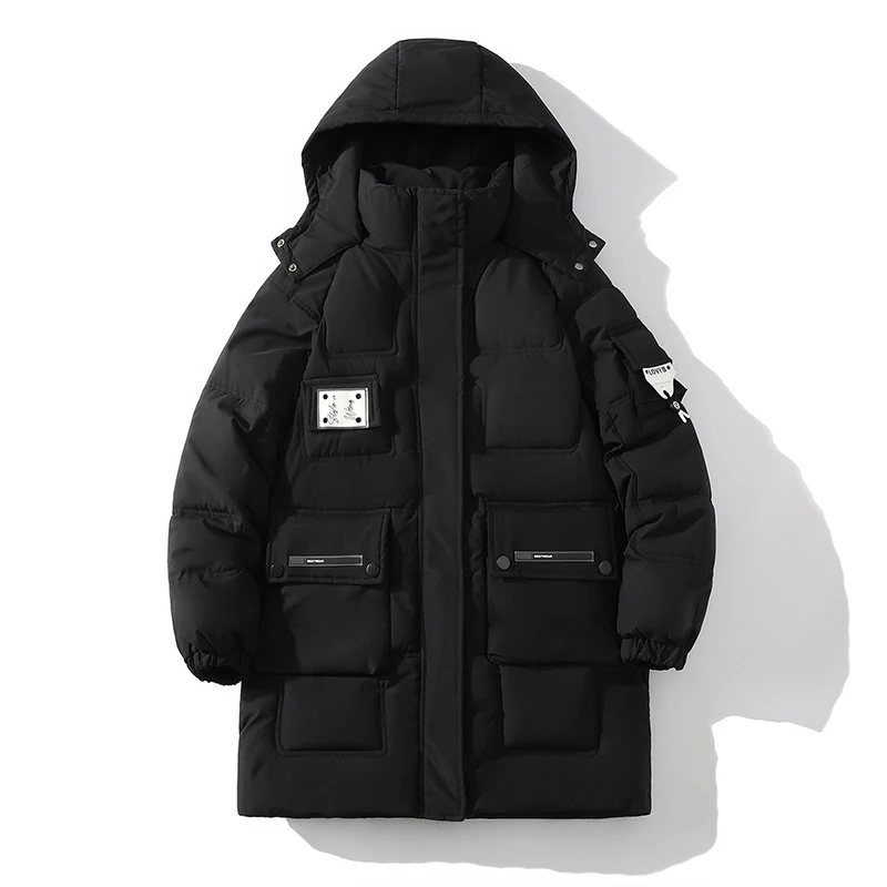 

2023 Men's Winter Jacket And Coats Thicken Warm Hooded Mid Length Cotton Padded Windproof Waterproof Outwear