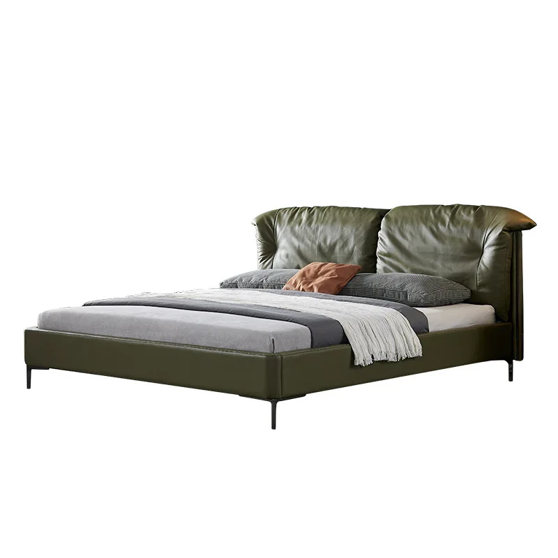 

Minimalist leather bed master bedroom high-end leather modern light luxury