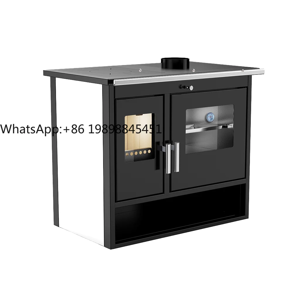

Modern Freestanding Wood-Burning Fireplace Stove Built-In Oven for Indoor-Outdoor Use in Living Room Dining Hotel
