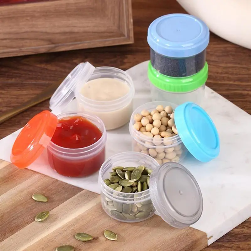 6pcs Condiment Containers with Lids Salad Dressing Container Chutney Chili Sauce Cups Airtight Stackable Leakproof Sauce Box