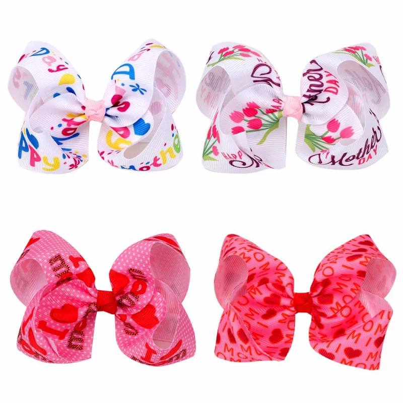 Cute Bows Hair Clips Sweet Heart Print Hairpins For Women Girls Hairgrips Barrettes Valentine\'s Day Headwear Hair Accessories