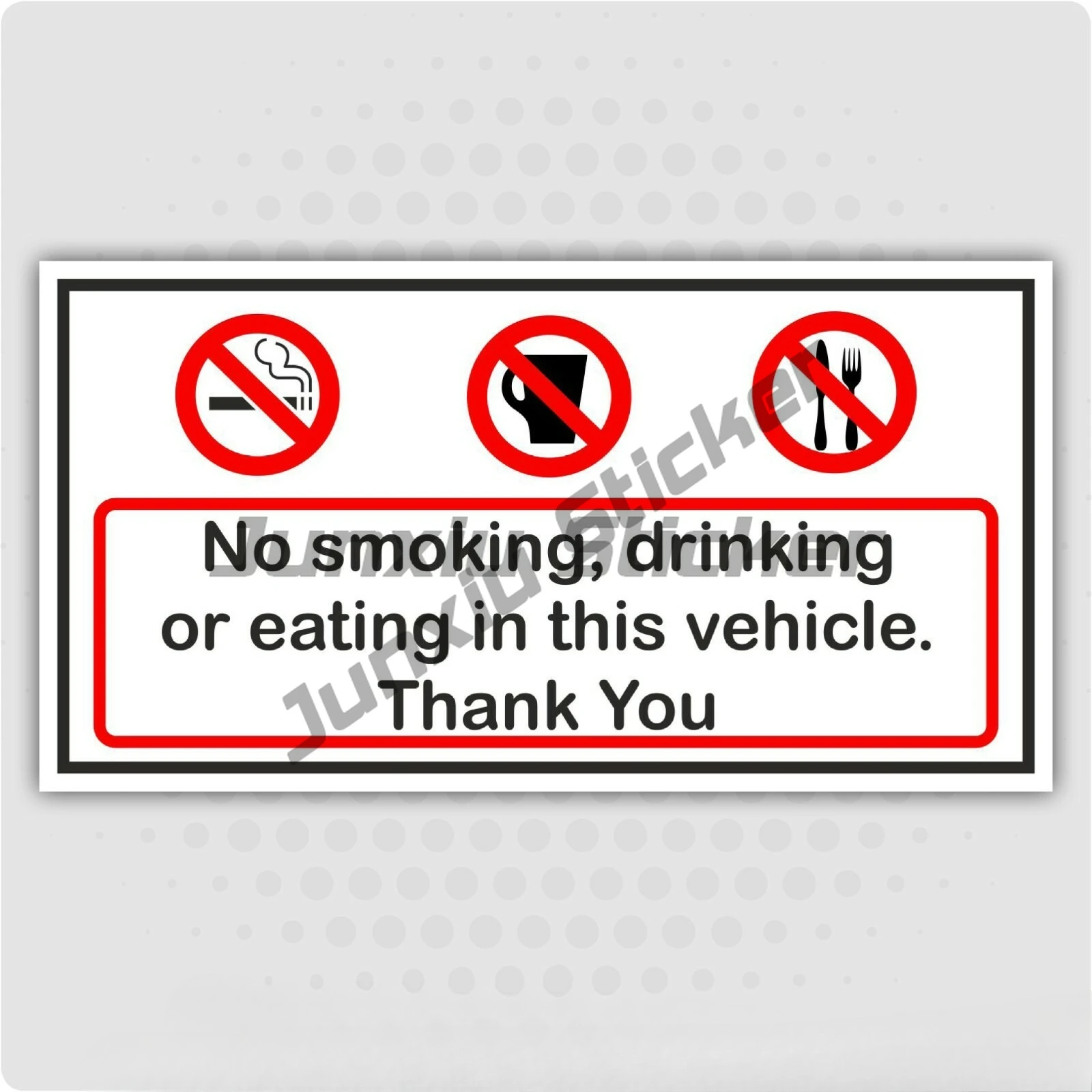 

Не курить, питьевой или едой в этом наклейках на автомобиль, фургон, грузовик, такси