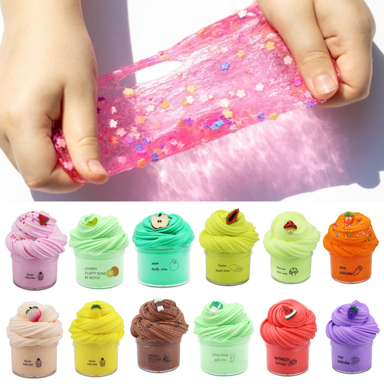 70/50ML Sluge Toy Bright Color Stress Relief Lightweight DIY Floam Mug Slime for Children Particle Slime Children Adult Vent Toy