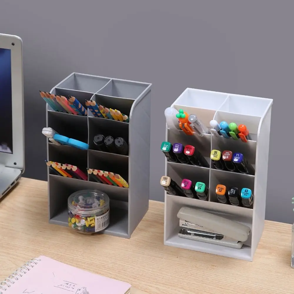 

9/13 Grids Desktop Storage Box Oblique Insertion Large Capacity Oblique Pen Holder Space-saving Solid Color Stationery Organizer