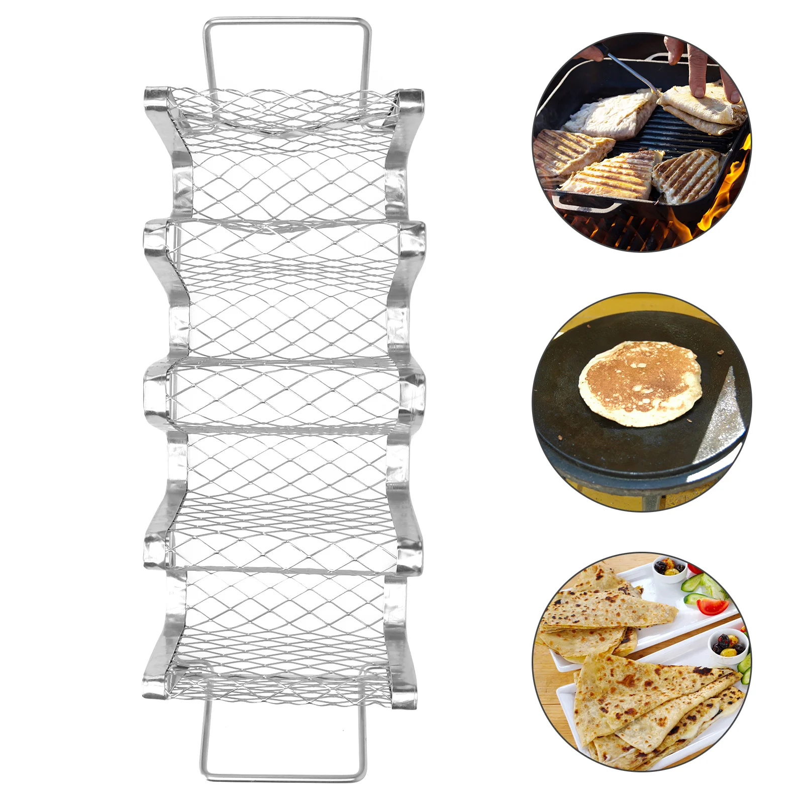 

Taco Rack Stainless Steel Pancake Stand Silver Compact Storage Family Camping Use Taco Holder Pancake Rack